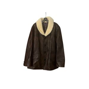 New Ralph Lauren Purple Label Copper Shearling Calfskin Leather Coat Size 12